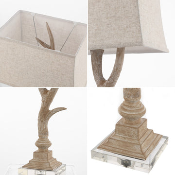 Antler 29.5" Rustic Resin/Crystal LED Table Lamp - JONATHAN Y